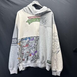 Teenage Mutant Ninja Turtles Hoodie Mens 3XL Gray Colorblock Graphic Pullover